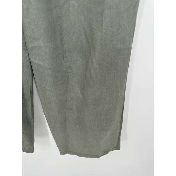 Selene Paris Sport Pants Women SMALL Green Elastic Waist Drawstring 100% Silk - Picture 3 of 8